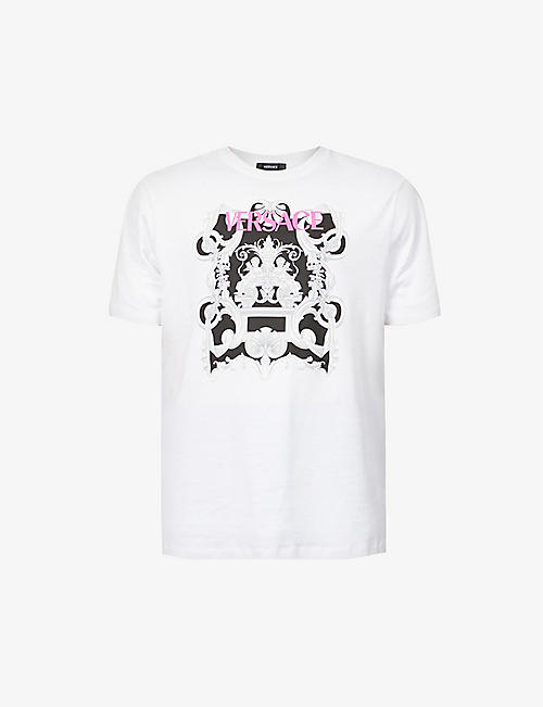 VERSACE: Baroque graphic-print relaxed-fit cotton-jersey T-shirt