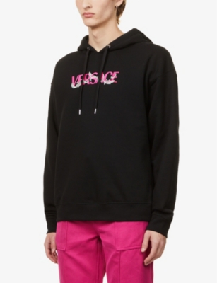 VERSACE Baroque logo-print relaxed-fit cotton-jersey hoody