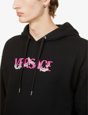 VERSACE Baroque logo-print relaxed-fit cotton-jersey hoody