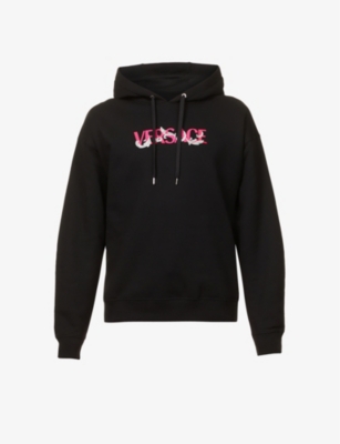 VERSACE Baroque logo-print relaxed-fit cotton-jersey hoody