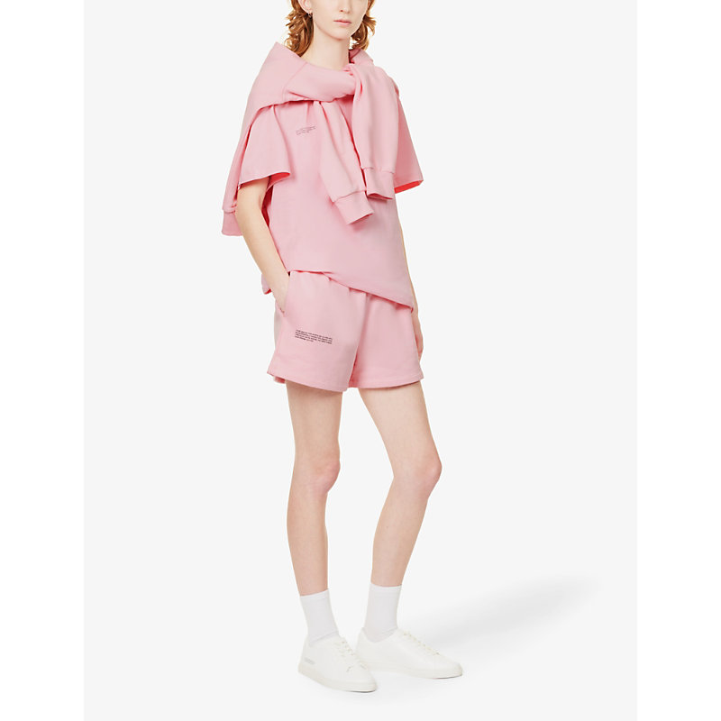 Shop Pangaia Womens Sakura Pink 365 Signature High-rise Organic-cotton Sweat Shorts