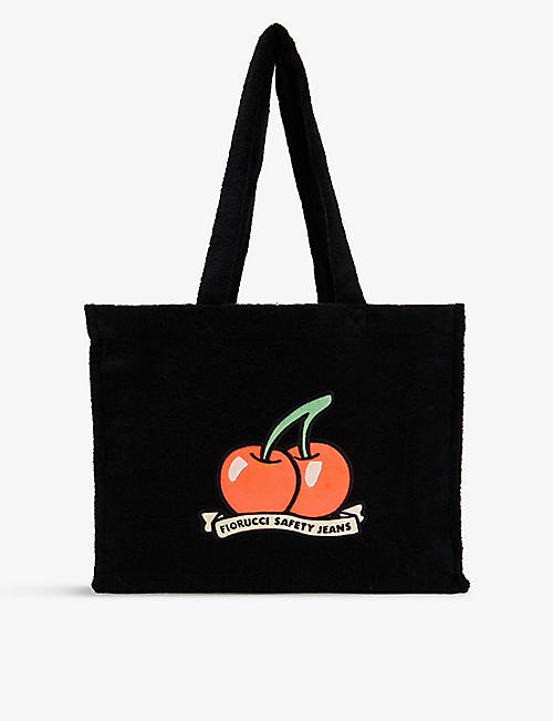 FIORUCCI: Cherry graphic-embroidered terry-cotton tote bag