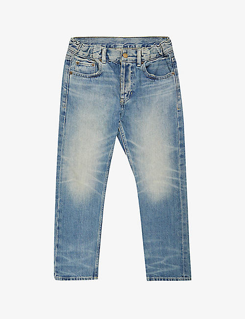 FOG X ESSENTIALS: Five-pocket logo-patch straight-leg denim jeans 4-16 years
