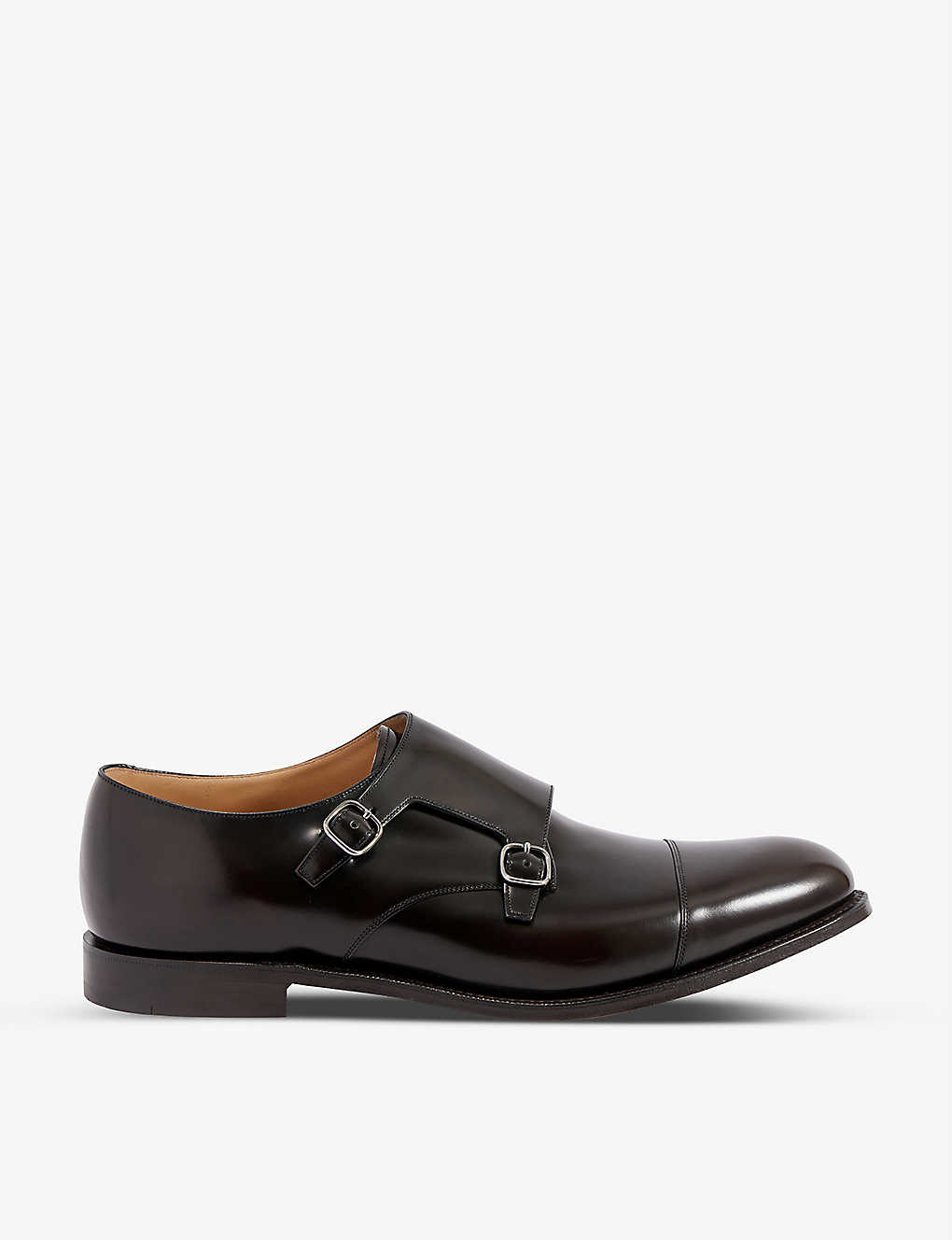 Church Detroit Double Leather Monk Shoes In Dark Brown