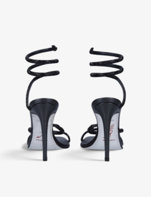 René Caovilla Cleo Crystal-embellished Strap Sandal 105 In Grey Jet In Black