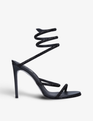 RENE CAOVILLA: Cleo crystal-embellished leather heeled sandals