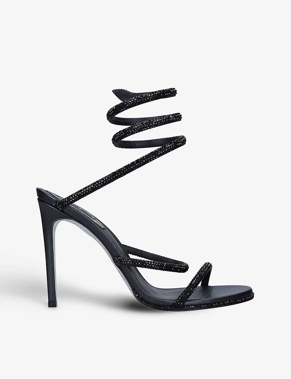 Shop René Caovilla Rene Caovilla Women's Black Cleo Crystal-embellished Leather Heeled Sandals