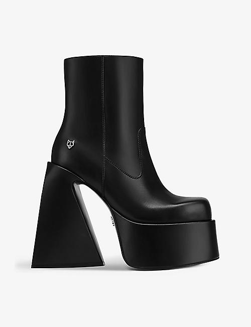 NAKED WOLFE: Jane platform leather heeled-boots