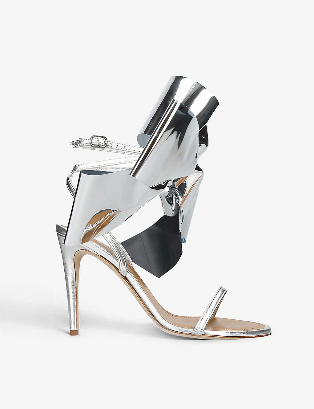 Shop Loewe Women's Silver Bow-embellished Leather Heeled Sandals