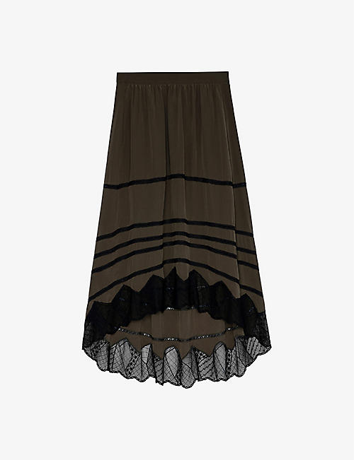 ZADIG&VOLTAIRE: Joslin lace-trimmed silk skirt