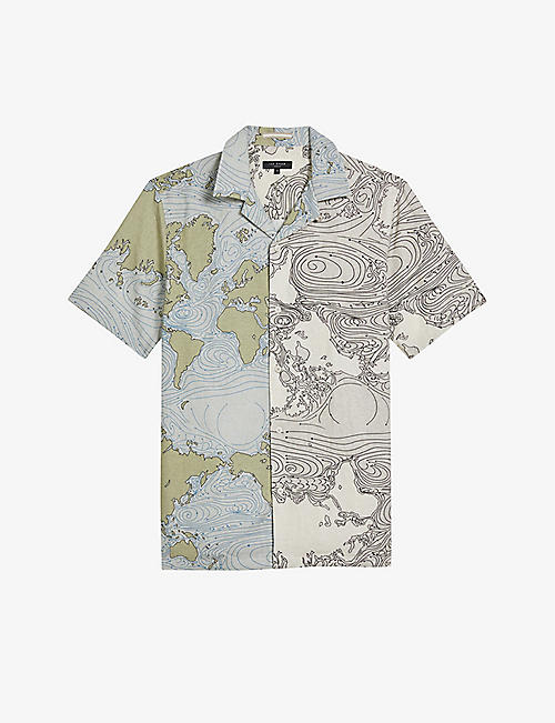 TED BAKER: Graley map-print woven shirt
