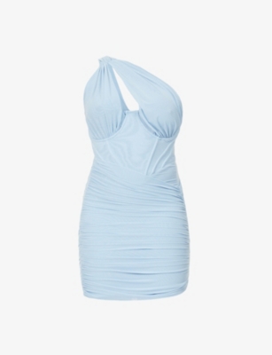 House Of Cb Clementine Cut-out Stretch-woven Mini Dress In Baby Blue