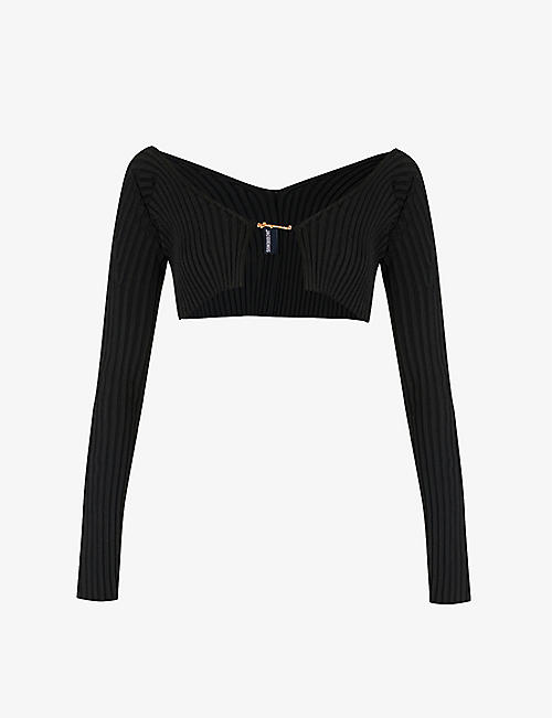 JACQUEMUS: La Maille Pralu V-neck knitted top