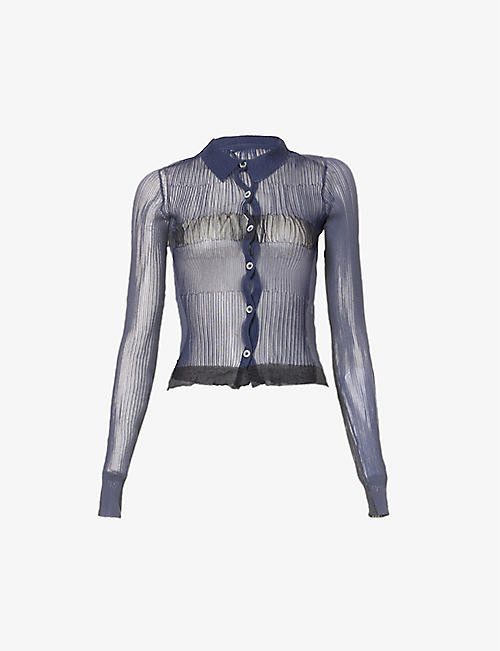 JACQUEMUS: La Chemise Maille sheer recycled polyamide-blend top