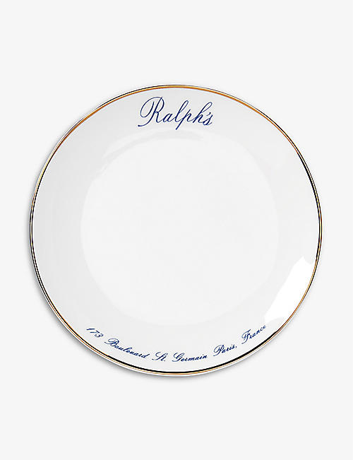 RALPH LAUREN: Ralph's painted bone china canape plates set of four
