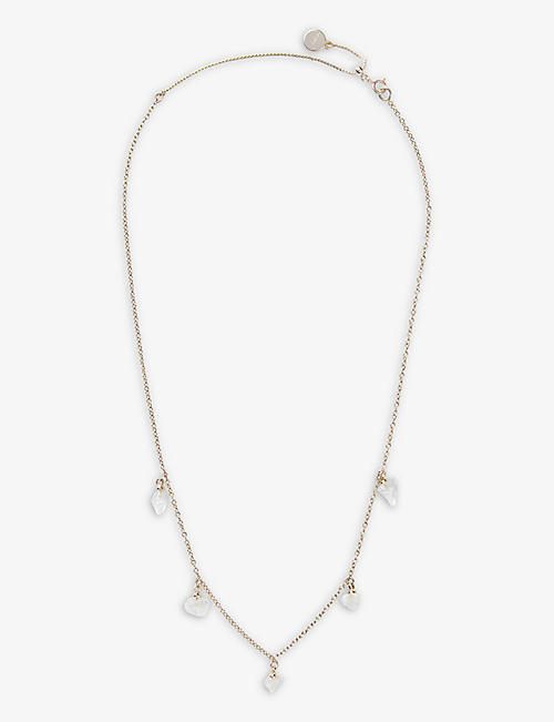 THE WHITE COMPANY: Raw Quartz stone brass necklace