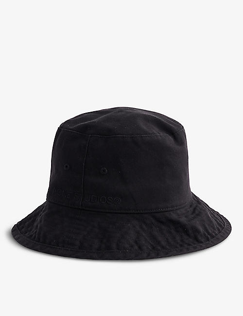 ACNE STUDIOS: Logo-embroidered wide-brim cotton bucket hat