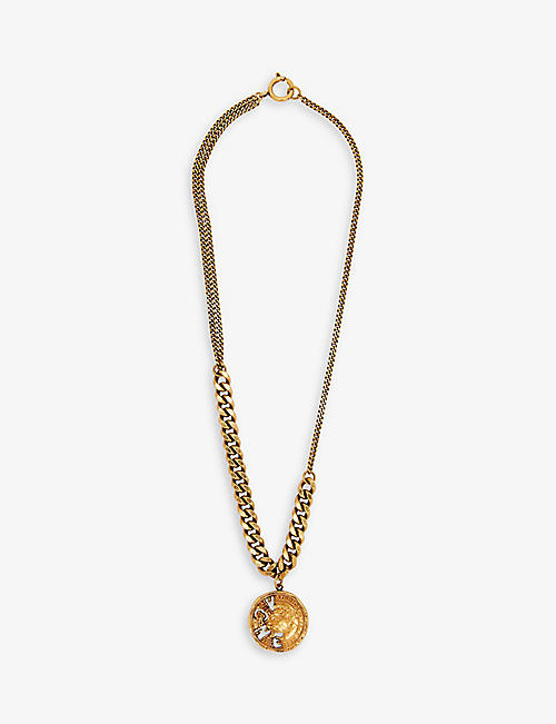ACNE STUDIOS: Coin charm brass necklace