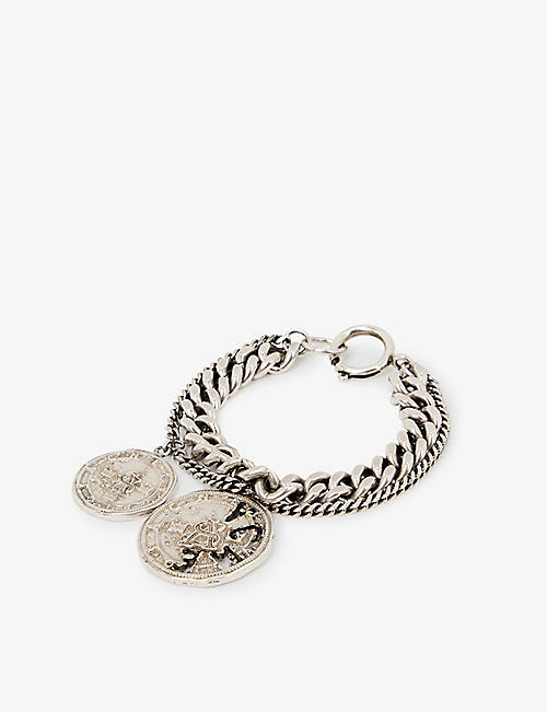ACNE STUDIOS: Chain-link coin-charm silver-toned brass bracelet