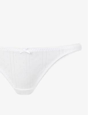 Shop Cou Cou Intimates Women's White Pointelle Mid-rise Organic-cotton Thong