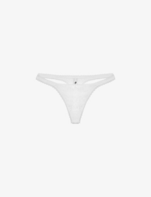 COU COU INTIMATES: Pointelle mid-rise organic-cotton thong