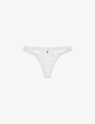 Shop Cou Cou Intimates Women's White Pointelle Mid-rise Organic-cotton Thong