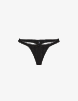 Shop Cou Cou Intimates Womens Black Pack Of Three Pointelle Mid-rise Organic-cotton Thongs