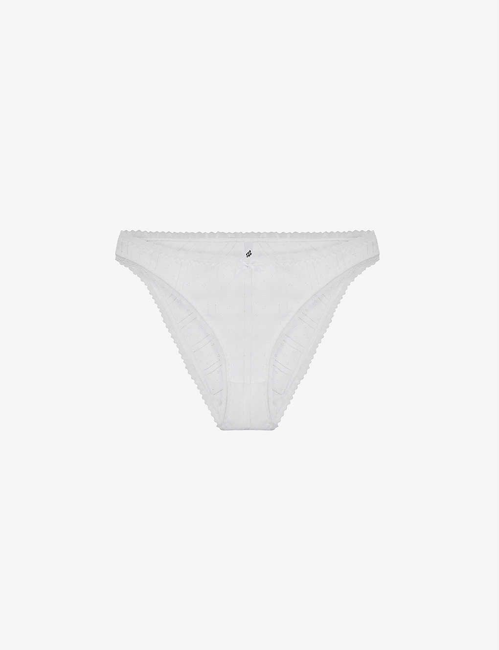 Cou Cou Intimates Pointelle High-rise Organic-cotton Briefs In White