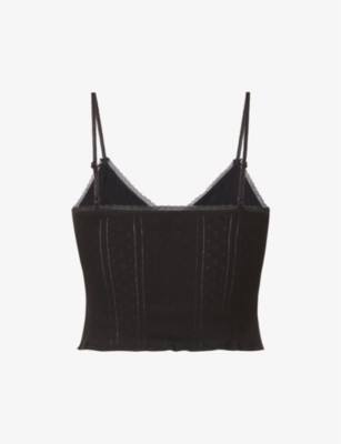 Shop Cou Cou Intimates Womens Black Pointelle Sleeveless Organic-cotton Top