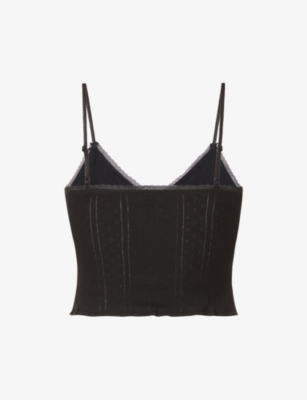 Cou Cou Intimates Pointelle Sleeveless Organic-cotton Top In Black