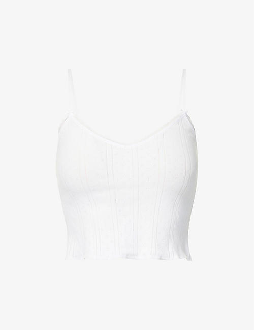 COU COU INTIMATES: Pointelle sleeveless organic-cotton top