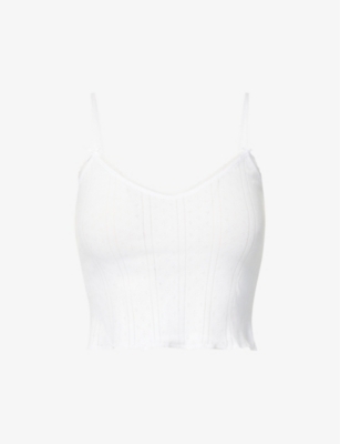 Shop Cou Cou Intimates Pointelle Sleeveless Organic-cotton Top In White