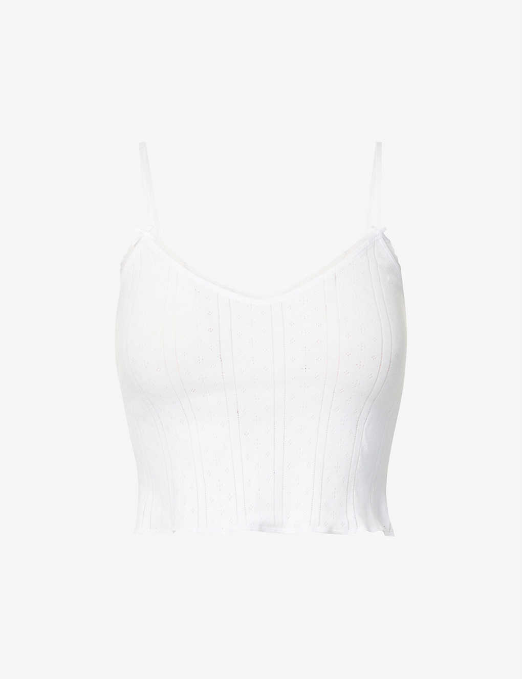 Shop Cou Cou Intimates Women's White Pointelle Sleeveless Organic-cotton Top