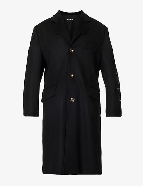 NICOMEDE: NICOMEDE. bead-embellished padded-shoulder wool coat