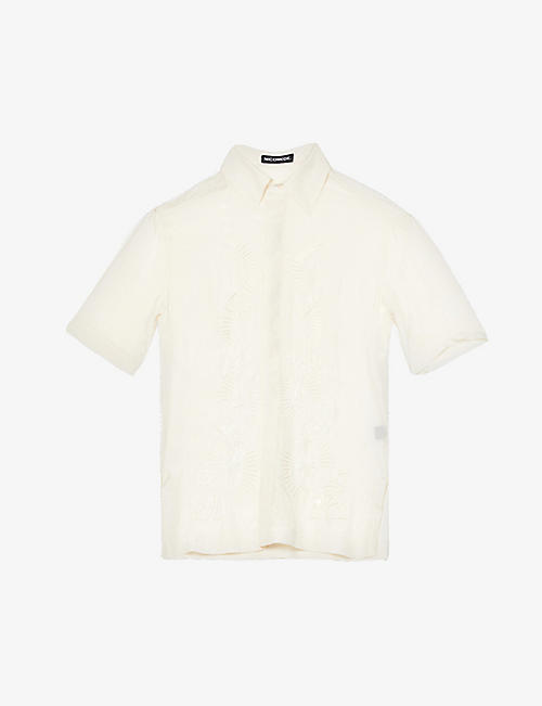 NICOMEDE: Bead-embellished silk-crepe shirt