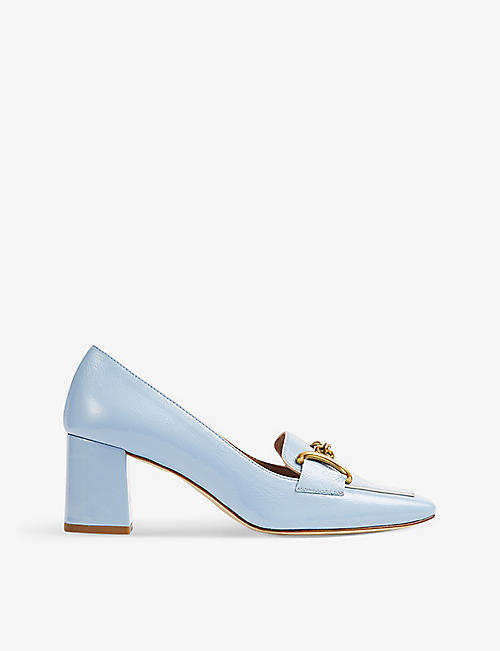 LK BENNETT: Samantha snaffle-trimmed textured patent-leather loafers
