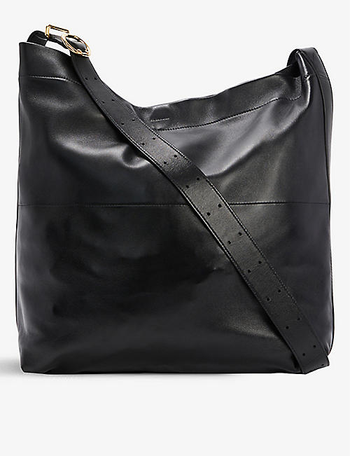 JIL SANDER: Logo-embossed leather sling shoulder bag