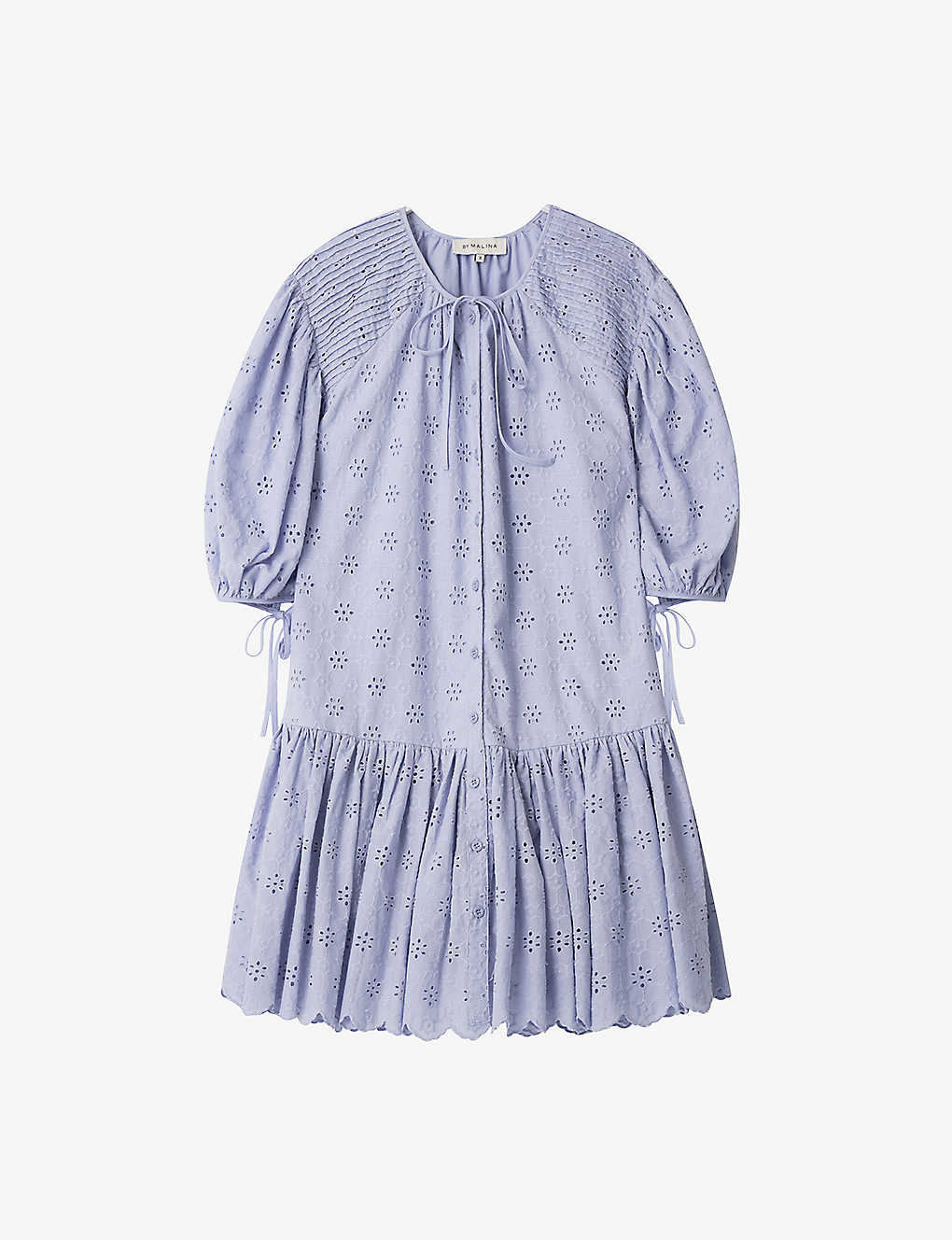 By Malina Allegra Broderie Anglaise Cotton Mini Dress In Azure