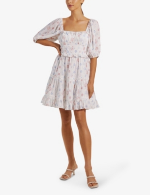 Shop By Malina Malina Women's Capri Corals Blush Alessia Puff-shoulder Cotton Mini Dress