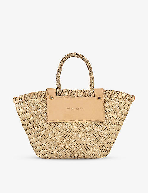 MALINA: Niki logo-embossed straw basket bag
