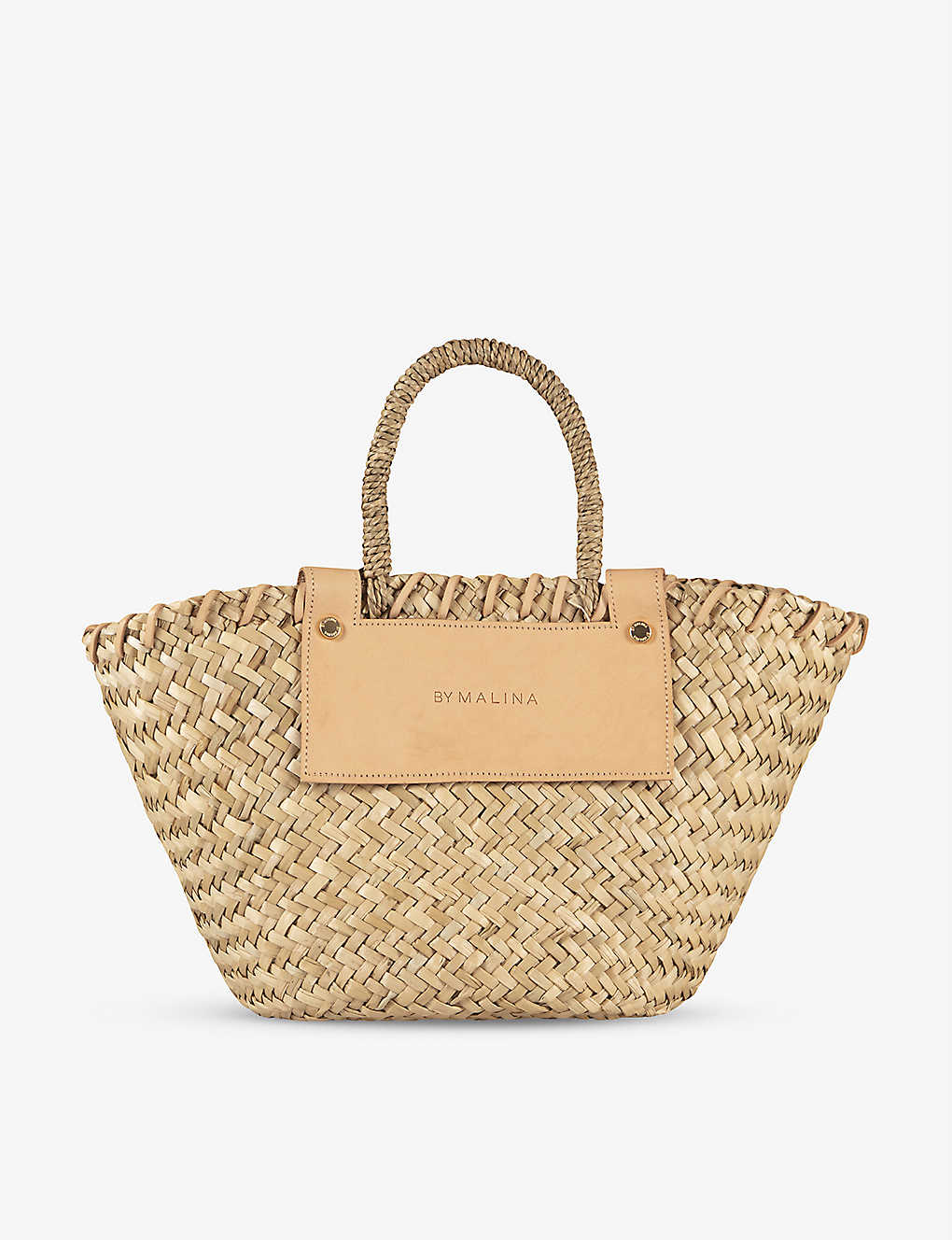 By Malina Niki Logo-embossed Straw Basket Bag In Natural