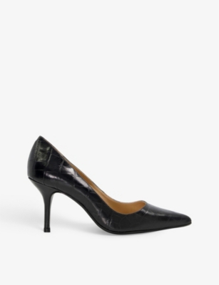 Dune Bold Mock-croc Leather Courts In Black-croc Print Leather