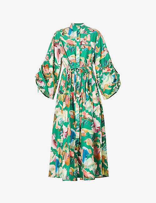 ALEMAIS: Arlo abstract-pattern organic-cotton maxi dress