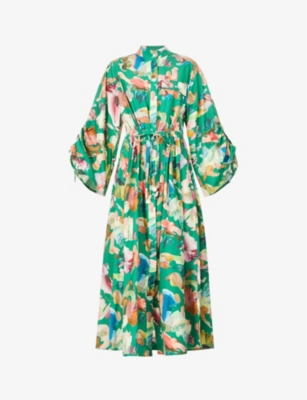 ALEMAIS ARLO ABSTRACT-PATTERN ORGANIC-COTTON MAXI DRESS