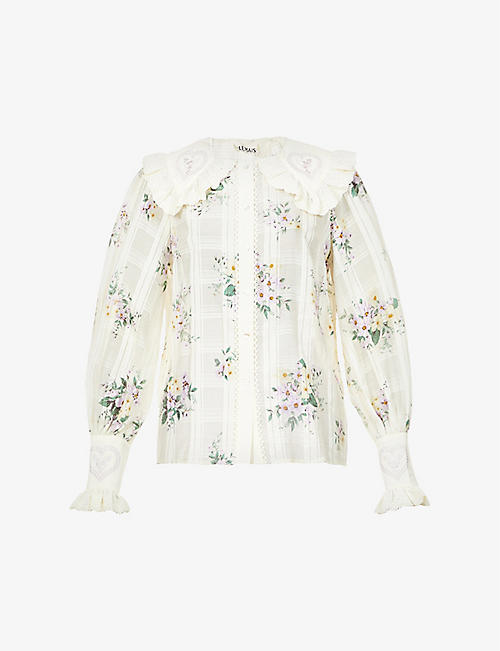 ALEMAIS: Margot floral-print cotton-blend shirt