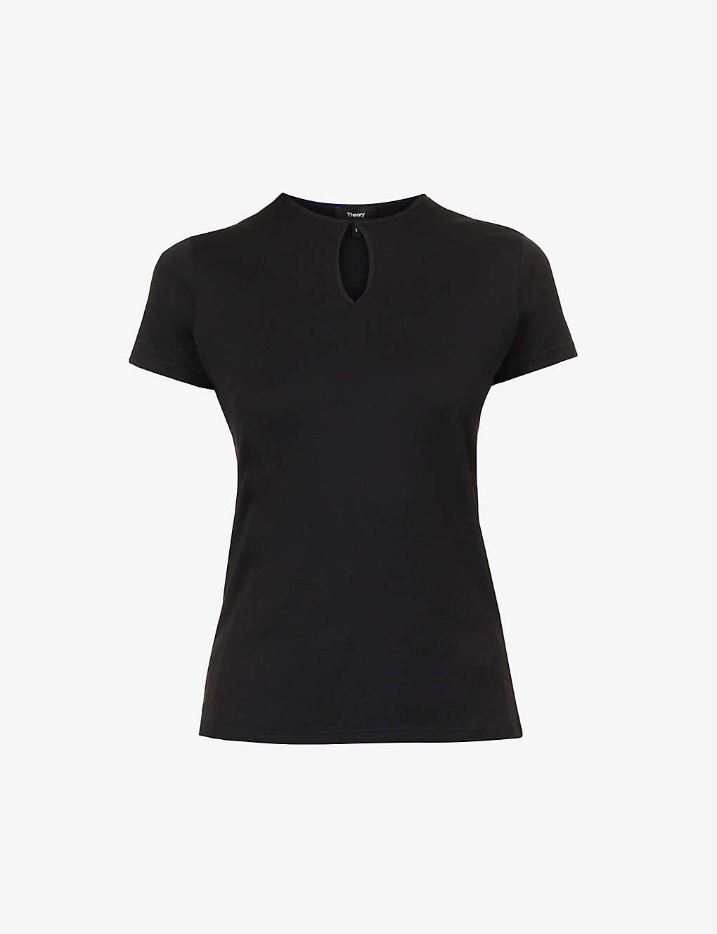 Theory Slim-fit Keyhole Cotton T-shirt In Black