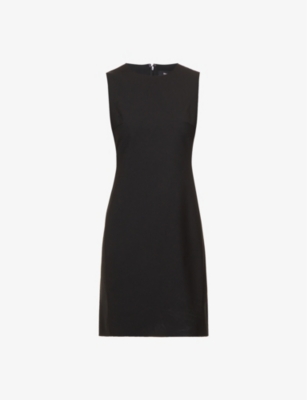 THEORY: Scoop-neck sleeveless fitted stretch-wool mini dress