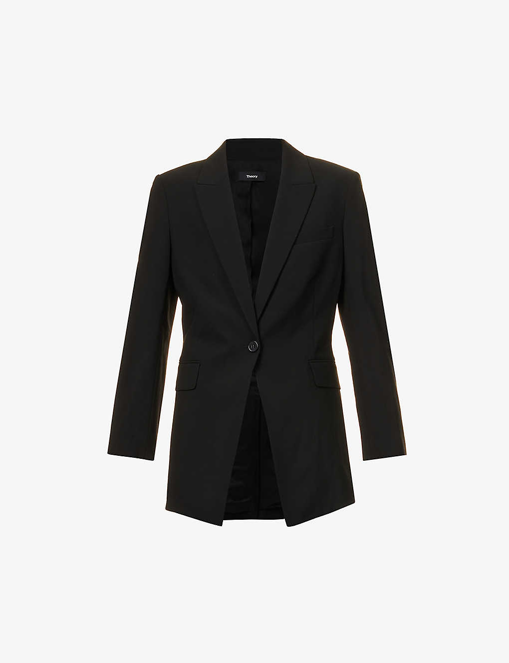 Theory Etiennette Single-breasted Relaxed-fit Wool-blend Jacket In Black