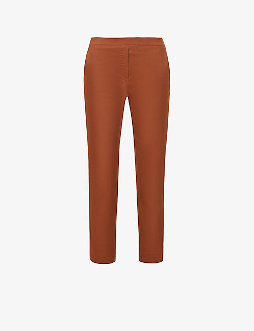 THEORY: Treeca straight-leg mid-rise linen-blend trousers