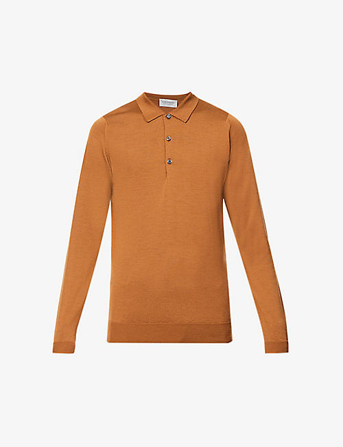 JOHN SMEDLEY: Belper long-sleeved wool polo shirt